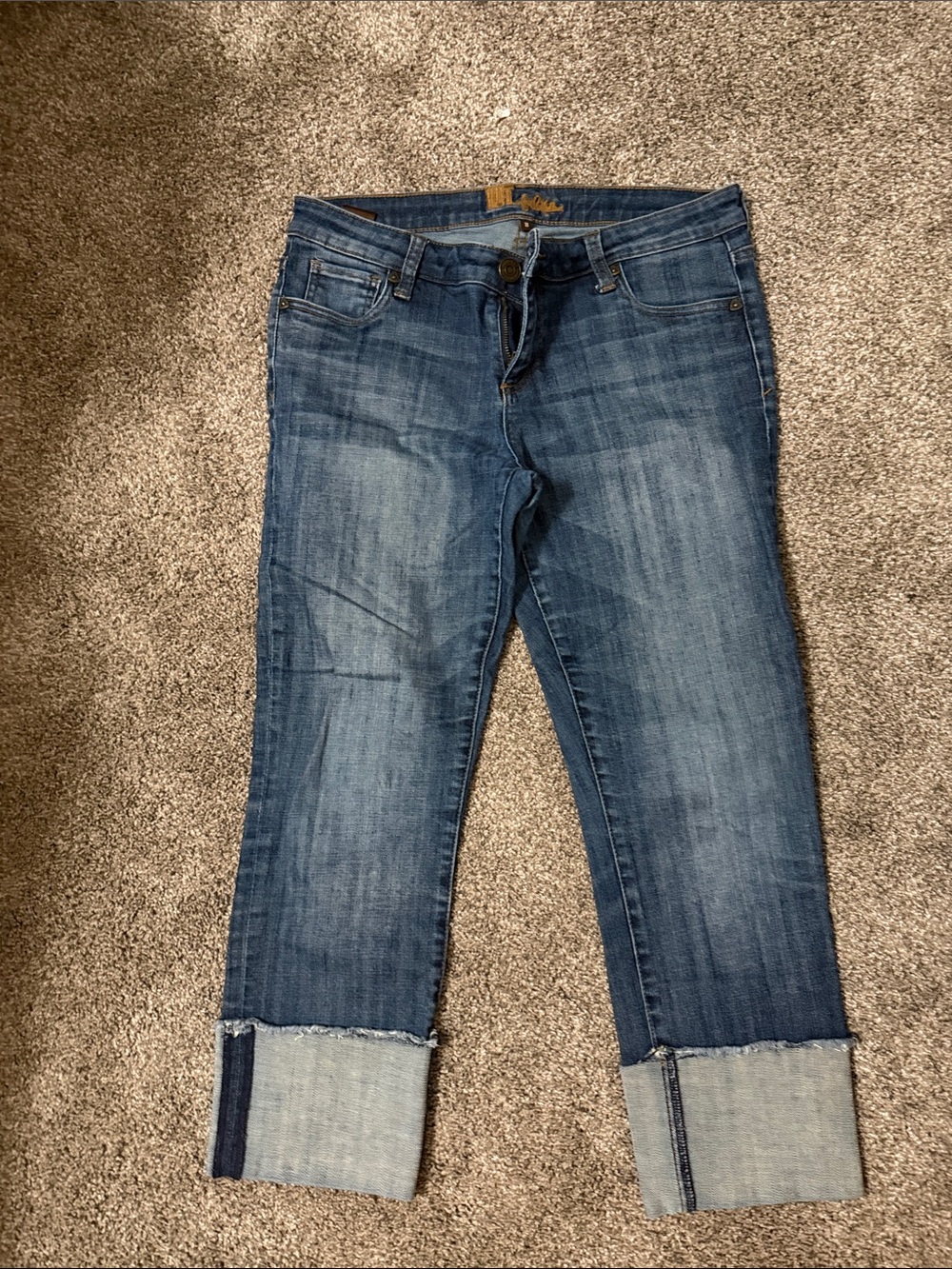 Kut from the Kloth Cropped Cuff Jeans - Blue Denim